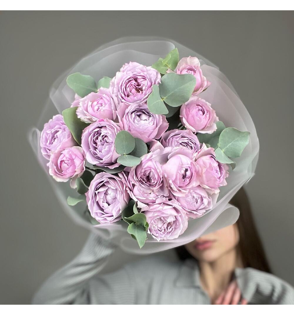 Кустовая пионовидная роза Лавандер Баблс 5шт